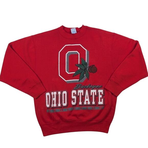 Vintage Ohio State Buckeyes 90s USA Salem Sportswear Red Crewneck Size Large - Picture 1 of 8